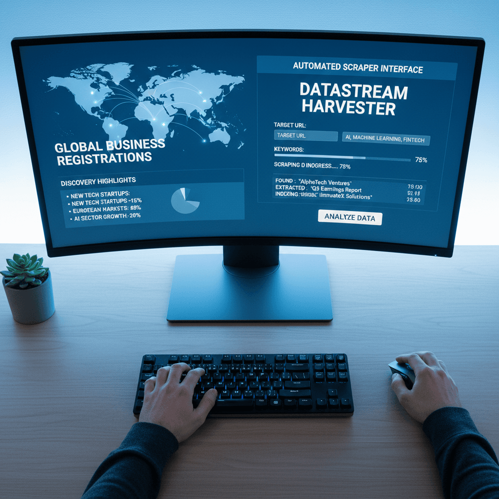 Computer screen showing business registration data visualization