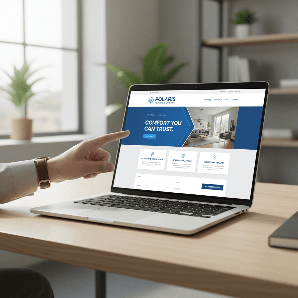 Professional contractor website displayed on laptop screen