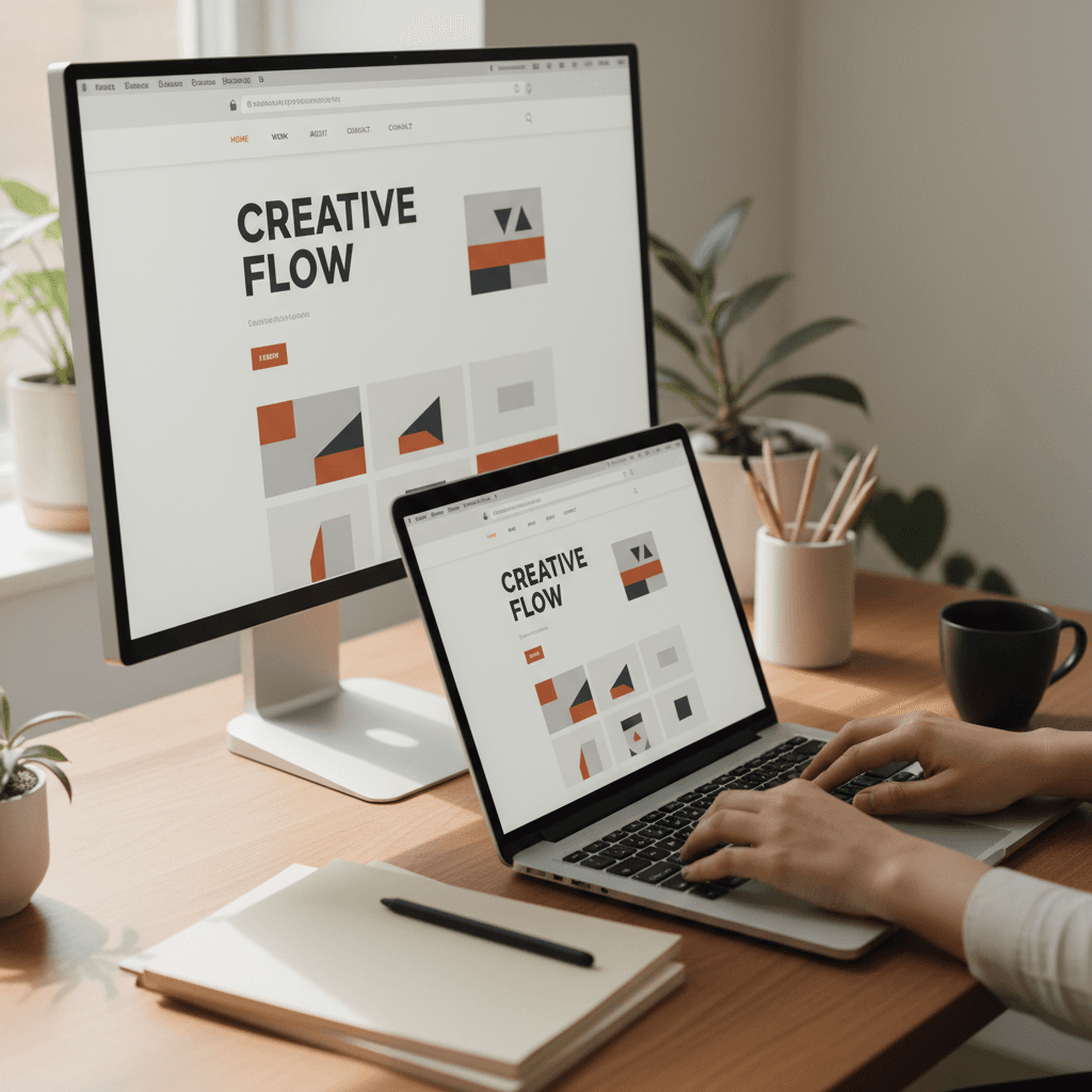 Professional trade contractor website displayed on laptop screen